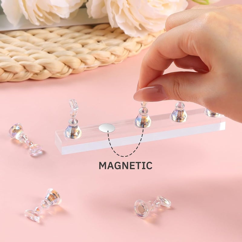 Etercycle Nail Stand for Press On Acrylic Nails Art Display Stand Nail Holder for Painting Magnetic Nails Stand with Double-sided Tape for Home DIY Salon Supplie (Clear) - Image 2
